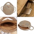 thumbnail image 3 of Round Straw Crossbody Beach Bag - Summer Straw Cross Body Handbag Bags With Zipper For Ladies, 3 of 4