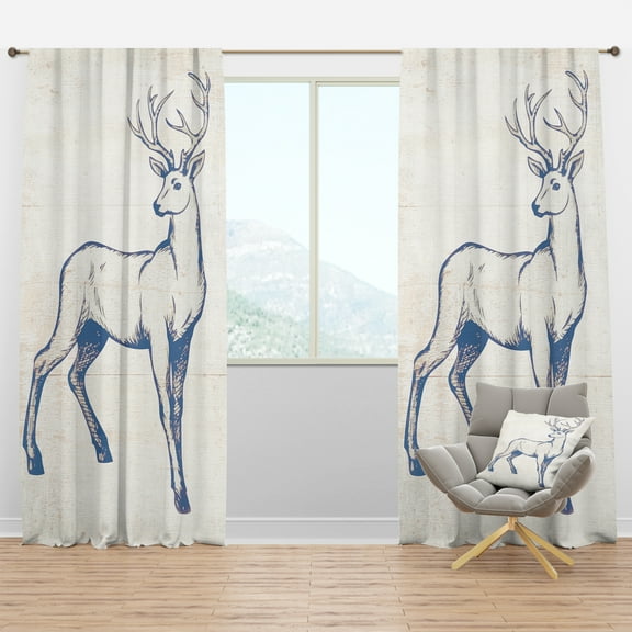 Designart 'Beautiful and Wild Deer X' Farmhouse Curtain Panel