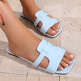 thumbnail image 5 of ZQUUVOU Sandals for Women Square Open Toe Wrap Strap Flat Slide Beach Summer Comfortable Casual House Footwear Sky Blue, 5 of 6