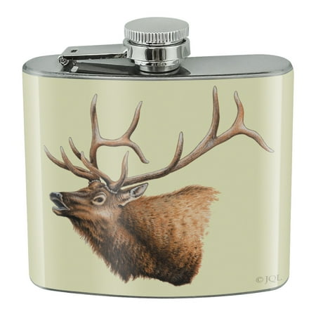 

Elk Head Hunting Stainless Steel 5oz Hip Drink Kidney Flask