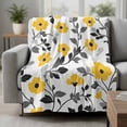 thumbnail image 2 of Yellow Grey Spring Floral Blanket Soft Cozy Warm Throw Blanket for Couch, Plush Fuzzy Flannel Fleece Blankets for Sofa, Elegant Botanical Summer Bed Blankets Lightweight Gifts for Women, 40"x60", 2 of 9