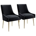 thumbnail image 4 of Home Beyond Velvet Upholstered Wing Back Parsons Chair with Golden Plated Legs, Accent Chairs with Contemporary Design for Living Room, Comfortable Armless Padded Chairs, Set of 2, VC-21BLK, Black, 4 of 7
