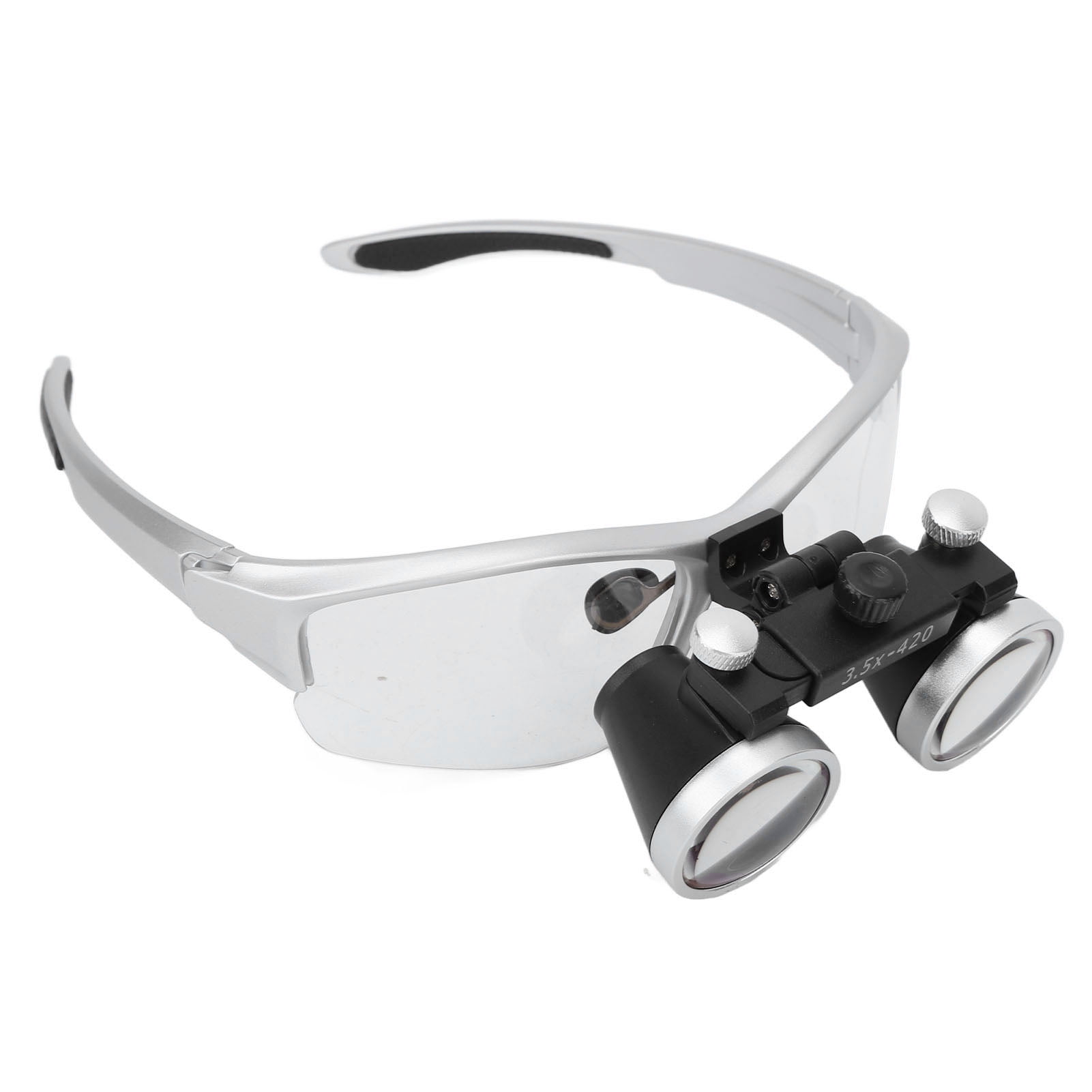 Head Mount Magnifier With Lights,  Loupes Magnifying Glasses With LED Light 3.5X Headband Magnifying Glass 100-240V Silver