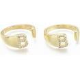 thumbnail image 2 of 18k gold plated adjustable women's initial ring Copper set Zircon thick gold folded alphabet ring B US Size 7 Women's individual open ring, 2 of 3
