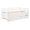 thumbnail image 5 of Low Loft Bed Twin Size with Full Safety Fence, Climbing ladder, Storage Drawers and Trundle White Solid Wood Bed, 5 of 9