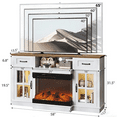thumbnail image 6 of SESSLIFE Fireplace TV Stand for 65 Inch TV, 31'' Tall Farmhouse TV Stand with 2 Cabinets & Drawers, Entertainment Center with 3D Flame Electric Fireplace Heater, White+Brown, 6 of 6