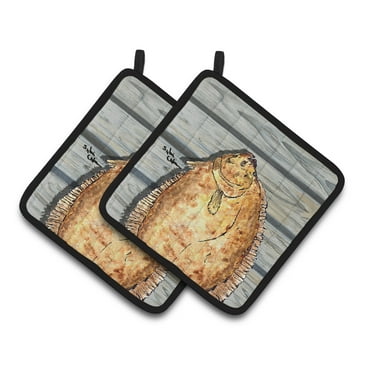 Carolines Treasures 8495PTHD Fish Flounder Pair of Pot Holders , 7.5HX7.5W, multicolor