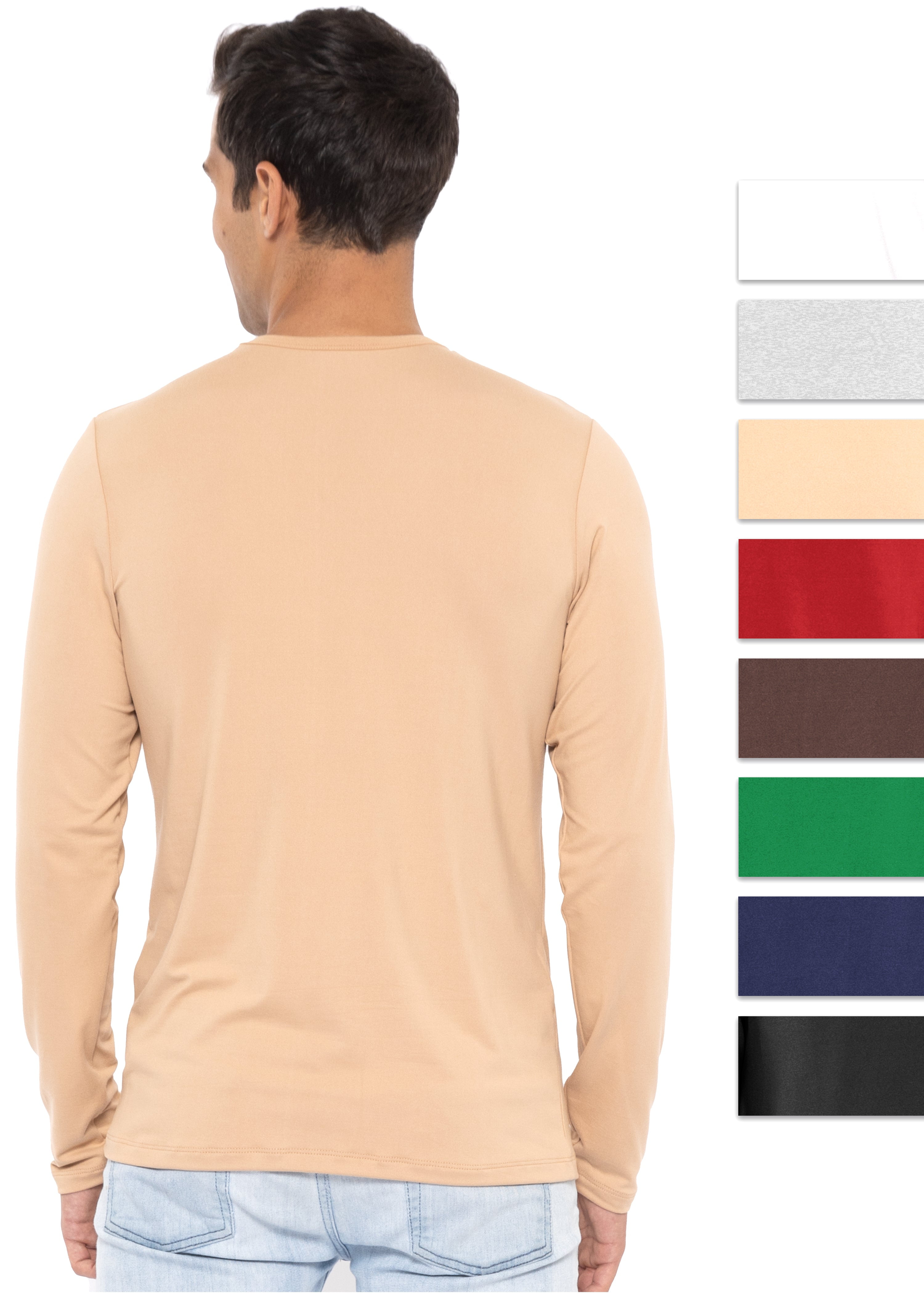 Men's Mock Neck Long Sleeve Shirt - Oh So Soft 4-Way Stretch Casual Shirt