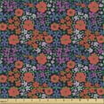 thumbnail image 2 of Retro Fabric by the Yard Upholstery, Botanical Meadow Blossoms Flourishing Spring Petals Poppy Violets, Decorative Fabric for DIY and Home Accents, Charcoal Grey and Multicolor by Ambesonne, 2 of 5