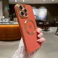 thumbnail image 3 of iPhone 14 Pro Max Magnetic Case, Compatible with MagSafe, Luxury Plating Cute Love Heart Bling Phone Case for Women Girls, Soft TPU Full Camera Shockproof Protective Case (Red), 3 of 13
