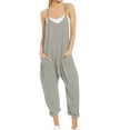 thumbnail image 1 of TrendOFT Womens Casual Summer Jumpsuit Plus Size Spaghetti Strap Sleeveless Solid Pockets Womens Overalls Rompers Grey XXL, 1 of 4