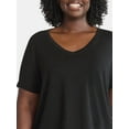 thumbnail image 3 of Terra & Sky Women's Plus Size V-Neck Tee with Short Sleeves, Sizes 0X-4X, 3 of 5