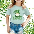 thumbnail image 2 of ibiyuan Girls Tshirt Shirts for Teens Girls Saint Pattys Day Lucky Shamrock Print Short Sleeve Tshirts Green Crewneck Irish Tees Paddy's Day Graphic Tees Tops,10-11 Years, 2 of 4