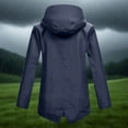 thumbnail image 5 of BXINGOHAI Womens Waterproof Raincoat Lightweight Rain Jacket Trench Coat Hooded Windbreaker With Pockets for Outdoor Navy 2XL, 5 of 6