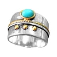 thumbnail image 2 of FENGGHAO Mother’s Day Gift Silver Turquoise Diamond Ring for Women, Natural Gemstone Fashion Jewelry, High Quality Metal, Sizes 6-11, 2 of 2