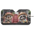 thumbnail image 3 of Xixirimido Car Windshield Sun Shade Car Sun Visor Block UV Rays Foldable Automotive Windshield Sunshades Front Window Sun Blocker Keep Your Vehicle Cool, Cartoon Raccoons, 3 of 8