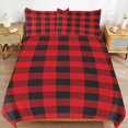 thumbnail image 6 of 3 Pcs Soft Bedding Set, Includes 1 Duvet Cover with Zipper And 2 Pillow Shams,Buffalo Plaid Red Black Queen(90"×90"), 6 of 8