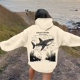 thumbnail image 2 of Fiaer Women's Hooded Sweatshirts Loose Drawstring Hoodies Ocean Theme Graphic Long Sleeve Tops with Pocket Beige XXL, 2 of 6