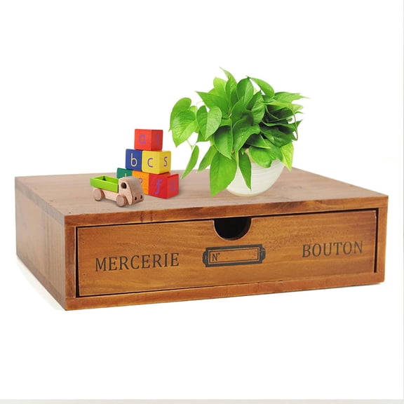 Vintage Aged Look Home Office Desk Organizer Wooden Box Desktop Craft Storage Drawers Multilevel Table Top Apothecary Cabinet, Art Storage I Stackable