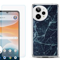 Phone Case for Cricket Icon Pro 2026, with Screen Protector, by OneToughShield - Marble / Blue