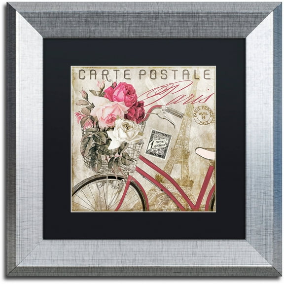 Trademark Fine Art "Postale Paris I" Canvas Art by Color Bakery Black Matte, Silver Frame
