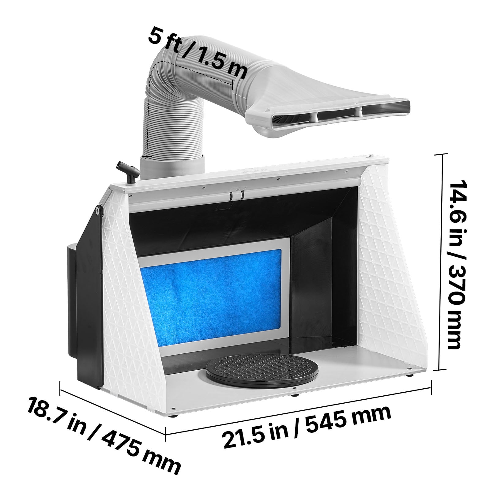 VEVOR Airbrush Spray Booth, Dual Fans, 21.5 x 18.7 x 14.6 in, Portable Hobby Airbrush Paint Spray Booth Kit with 3 LED Lights and Exhaust Extension Hose, for Painting Models, Arts, Crafts, Cakes