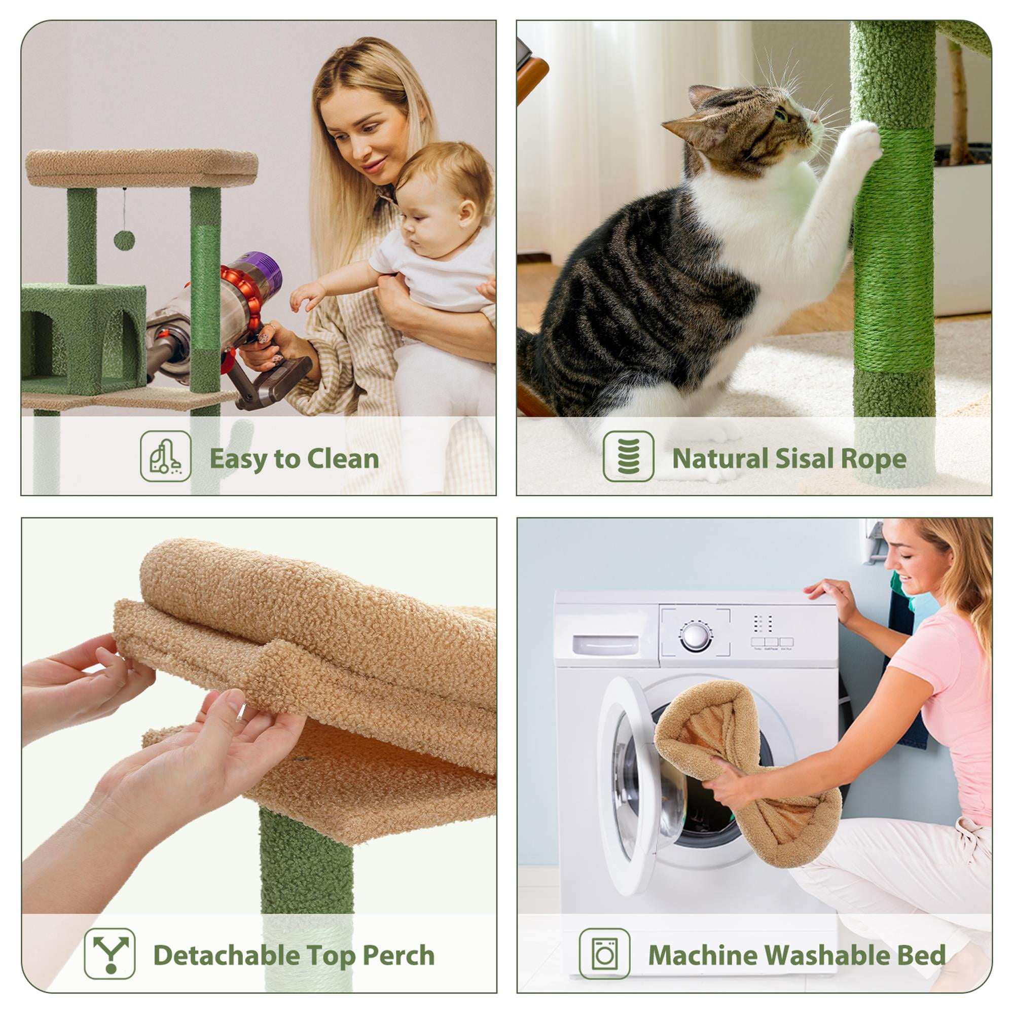 Kadyn 56" Wood Cat Tree Tower for Large Cats, Cat Tree House for Indoor Cats with Cozy Cat Condo, Super Large Hammock and Plush Perches, Dark Gray