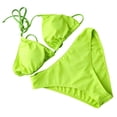 thumbnail image 6 of Yuanlook Women 4 Piece Swimsuit Halter Triangle High Cut Bikini Set with Coverup Top and Skirt - Green - S, 6 of 6