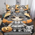 thumbnail image 3 of Cat Duvet Quilt Cover Pillowcases 3d Animal Design Pattern Lightweight Microfiber Halloween Bedding Set, 3 of 5