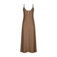 thumbnail image 4 of Under $20 Womens Dresses Summer Saving, Women Casual Holiday Style Hollow Out Long Dress Solid Color Loose Sleeveless-Neck Camisole Dress(Brown,M), 4 of 4