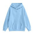thumbnail image 6 of Wilark Girls Oversized Hoodies Sweatshirts with Pockets Long Sleeve Pullover Fleece Warm Casual Kids Fall Winter Tops Blue 12, 6 of 6