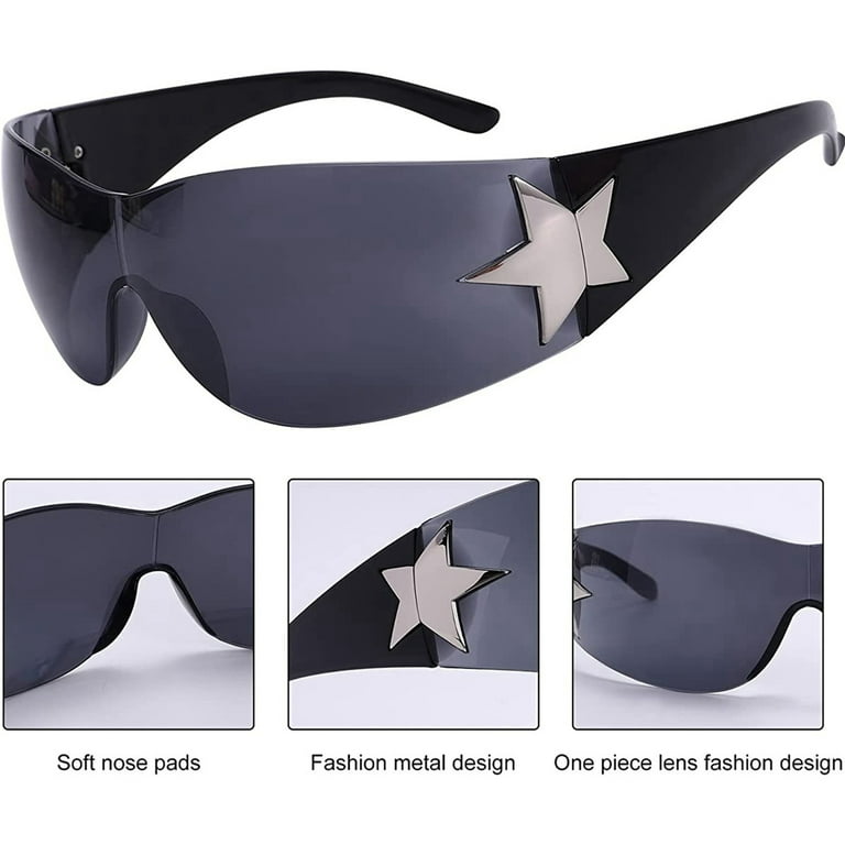 Five-pointed Stars Cycling Sunglasses for Women Men Oversized Frameless  Sunglasses 