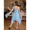 thumbnail image 7 of Hansber One Shoulder Asymmetrical Flower Girls Dress Juniors Bridesmaid Chiffon Wedding Pageant Party Gown Light Blue 14, 7 of 7