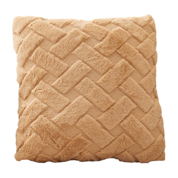 Funda de cojín de felpa, funda de almohada cuadrada con cremallera oculta para sala de estar, dormitorio, hogar, oficina, decoración