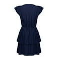 thumbnail image 4 of Women's Loose Peplum Short Sleeved Double Layer Dress Casual Skirt Swing Dress with Buttons Casual Summer Dresses with Sleeves Womens Mini Dress Button Front Dress Long Summer Dress for Women Denim, 4 of 4