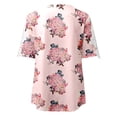 thumbnail image 4 of DHFJKG Women Floral T Shirt Summer Short Sleeve Fashion Printing V Neck Loose Fit Shirts Hawaii Beach Vacation Clothes Cozy Tops, 4 of 7