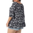 thumbnail image 4 of DARING DIVA Women's Plus Floral Half Sleeve Off Shoulder T Shirt Blouse 1X Black, 4 of 6