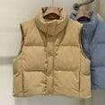 thumbnail image 2 of Plebaso Women's Corduroy Vest Stand Collar Sleeveless Warm Coat Padded Jacket Outerwear with Pockets, 2 of 4