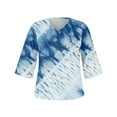 thumbnail image 4 of Summer Plus Size Tops For Women 2023 Trendy Summer V-Neck 3/4 Sleeve Print Casual T-shirt Blouse Up to 65% off, 4 of 5