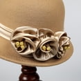 thumbnail image 4 of Slccxzc Elegant Adjustable Fedora Flower Decorated Bowler Hat Versatile Simple Design Dome Top Hat For Party, 4 of 7