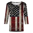 thumbnail image 4 of Fiudx Ropa de Mujer Moda Mujer Impresión Cuello Redondo Manga 3/4 Camiseta Pulóver Blusa Superior, 4 of 4