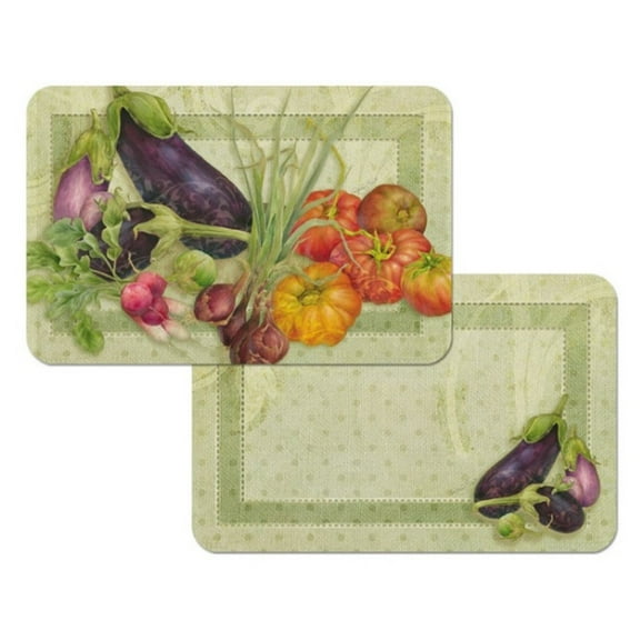 4 Reversible Washable Plastic Placemats, Vegetable Du Jour