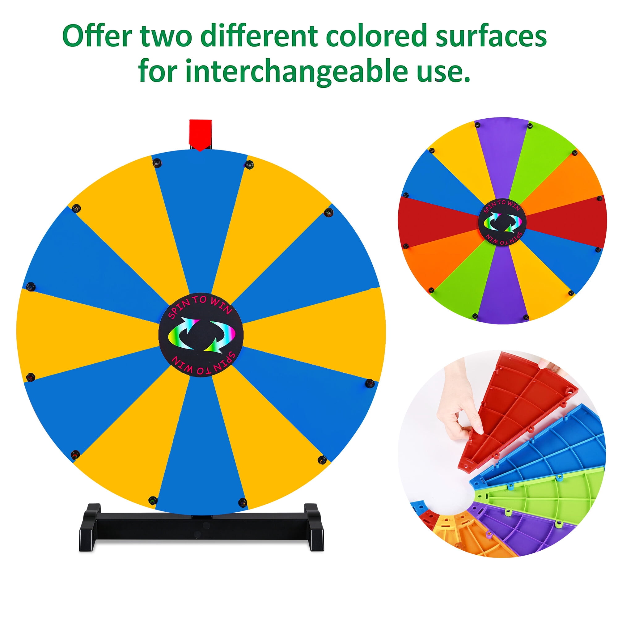 WinSpin 24" Pop Up Display Tabletop Prize Wheel Blue & Yellow Trade Show Display Spinning Wheel 12 Slots for Outdoor Booths Exhibition Events