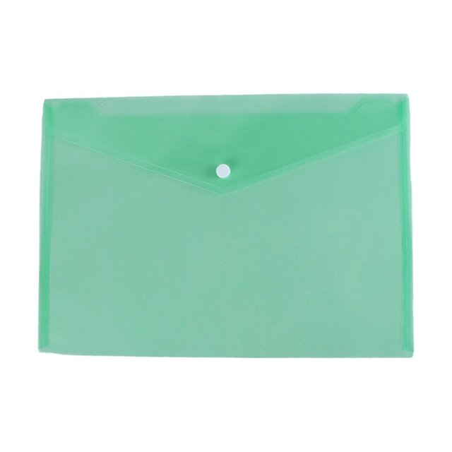 ZTTD 1Pcs Clear Plastic Envelopes, Poly File Folder with Snap Closure, Reusable Envelope Folders for Home Office Organization, Green, A5 Size