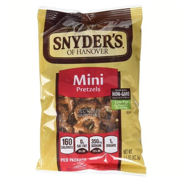 Snyder's of Hanover Mini Pretzels 1.5 oz Bags Pack of 48 Walmart
