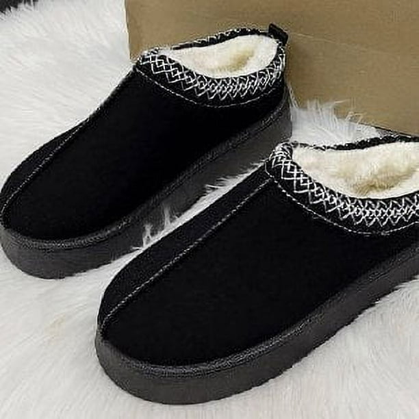 Botas de nieve de suela gruesa para mujer, para exteriores, otoño e invierno, con forro polar reforzado, con puntera cerrada integrada, zapatillas de piel para mujer