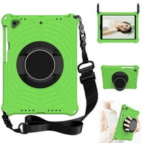 Dteck Kids Case for 9.7" iPad 6th Gen/iPad 5th Gen/iPad Air 2/iPad Air 1st Gen/iPad Pro 9.7", Heavy Silicone Shockproof Case Kids Friendly Cover with Shoulder Strap/Handle Stand, Green
