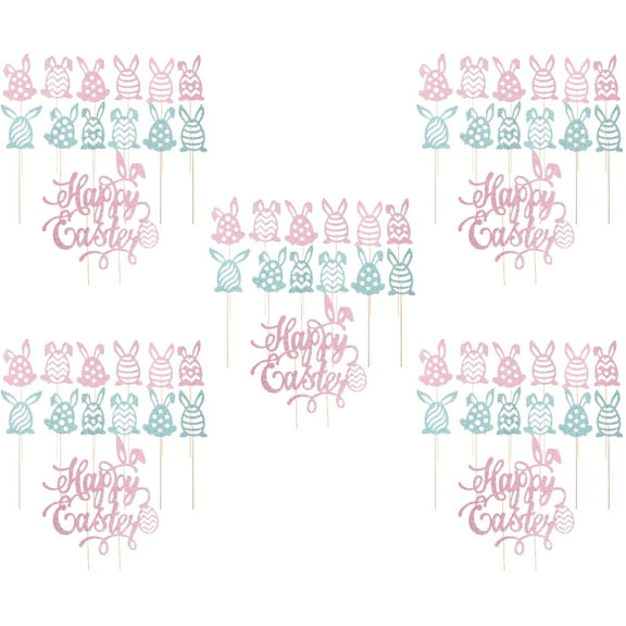 Hemoton 5 Sets  Cupcake Toppers Easter Cake Picks Baking Pastry Topper Cake Ornaments
