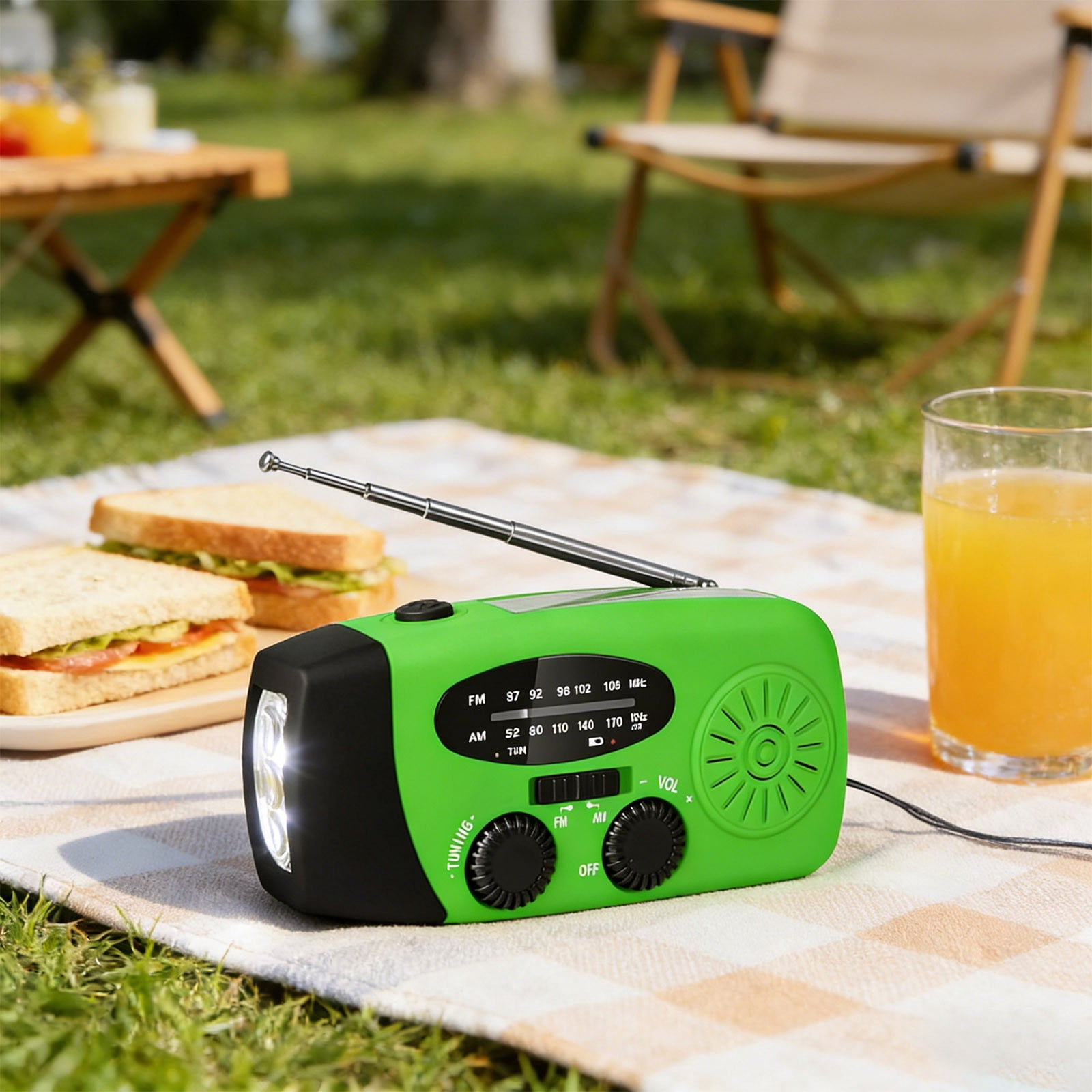 Emergency Solar Hand Crank Radio, 2000mAh Power Bank with Flashlight, Portable Waterproof Camping Survival Gear