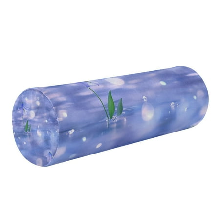 5.5"x17" Cylinder Pillow for Comfort Core Neck & Cervical Pillows Perfect for Neck, Back, Leg Support Small Bluebells with Green Leaves